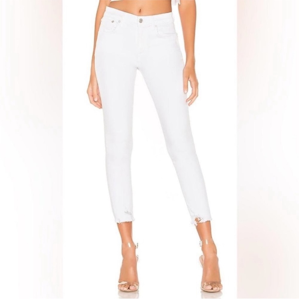 AGOLDE Sophie High Rise Skinny Crop Jeans Aero White Size 26 Revolve
